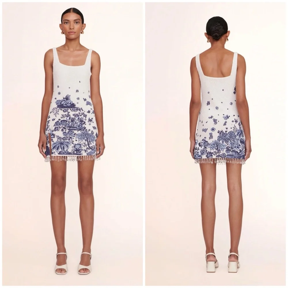 Staud White and Blue Sleeveless Sundress - Picture 1 of 8
